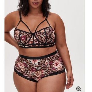 LEOPARD ROSES MICROFIBER STRAPPY UNLINED BRALETTE